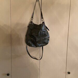 Vintage COACH Dark Gray Patent Leather Crossbody bag W/ Shoulder strap.